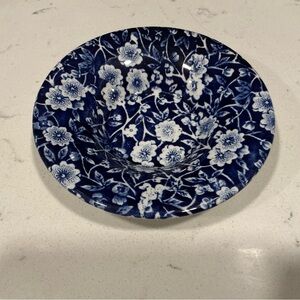 Vintage Calico blue and white tea saucer England MCM